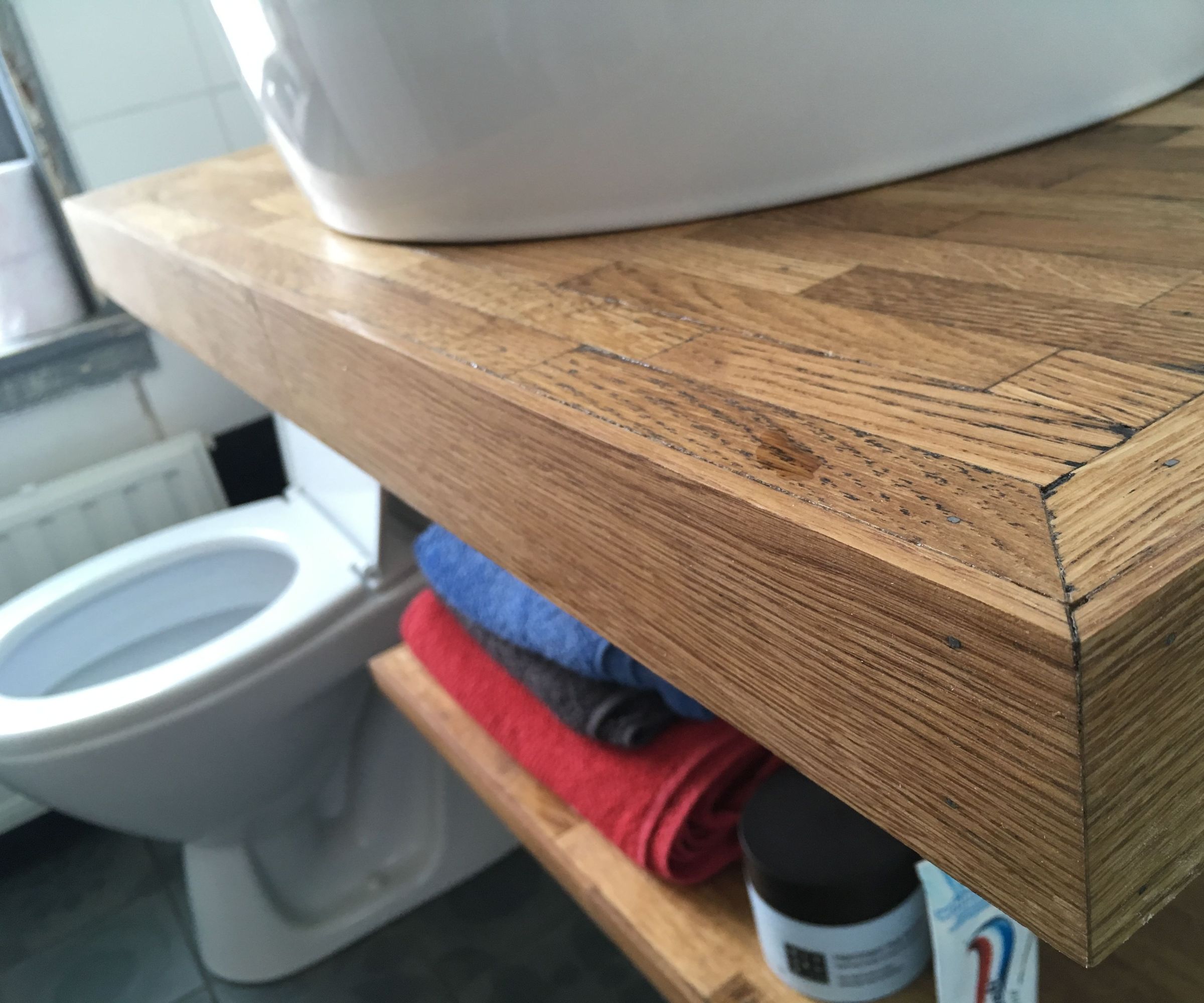 Parquet Covered Floating Vanity