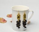 Halloween Flower Beaded Earrings With Owl Links
