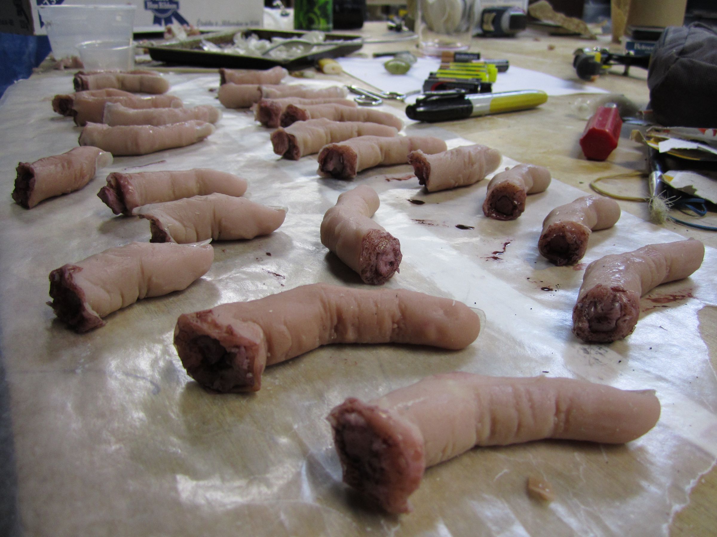 Special FX FAKE BBQ'd Human Fingers ("lady Fingers" for a Zombie Dinner Party)