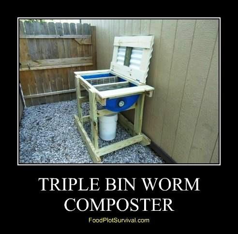 Triple Bin Worm Composter - Vermicompost