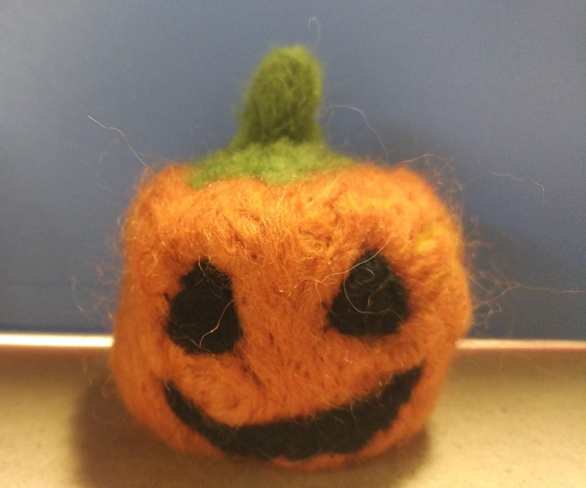 Needle-Felted Pumpkin Stress Ball