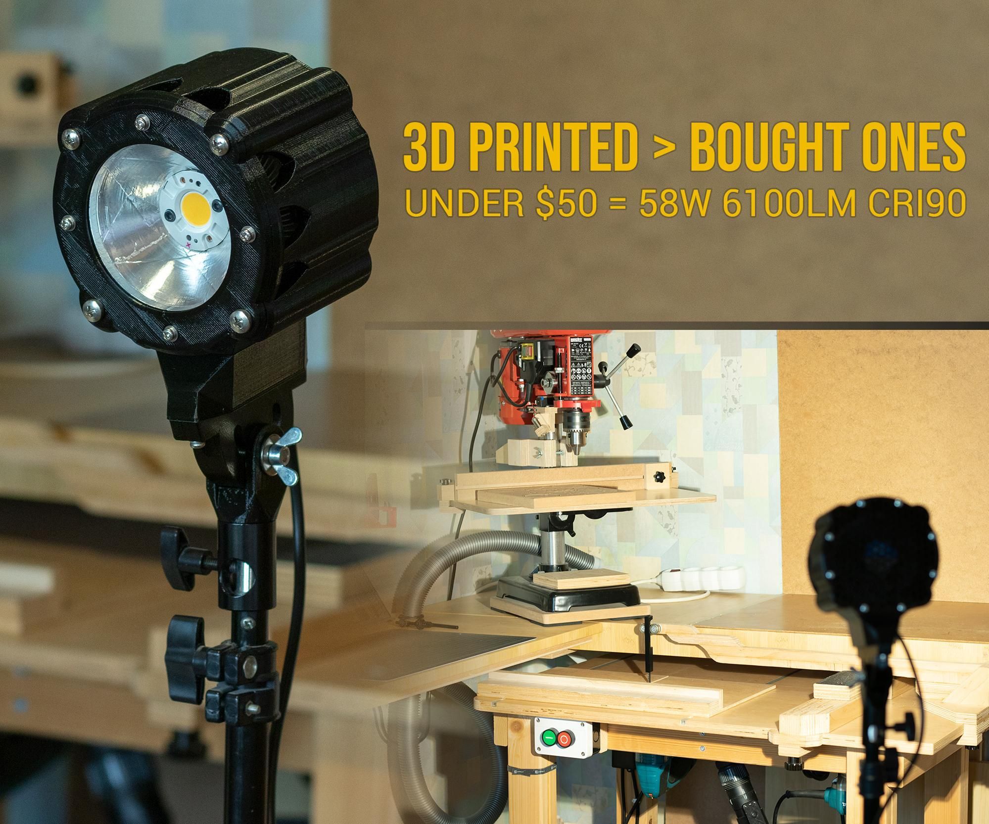 3D Printed Natural-Color Cost-Effective Worklight (Extreme Attention to Detail)