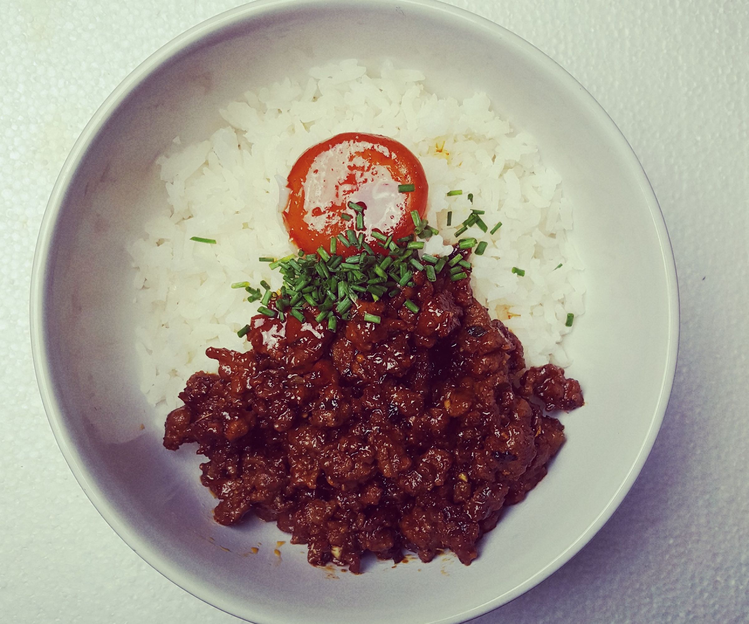 Spicy Beef & Cured Yolk Rice Bowl
