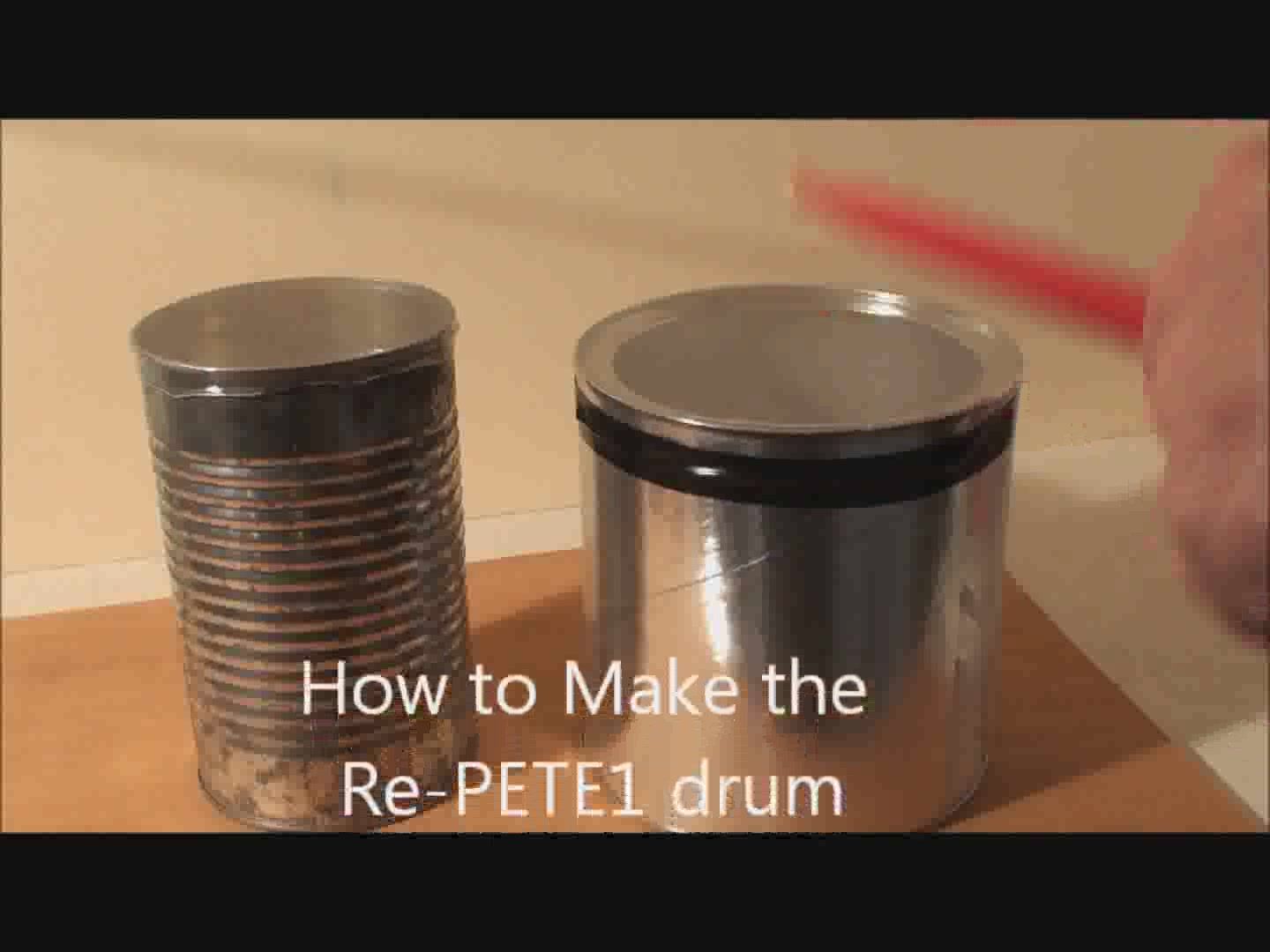 How to Make a Drum From a Can and a Water or Soda Bottle Made of PETE 1 Type Recyclable Plastic