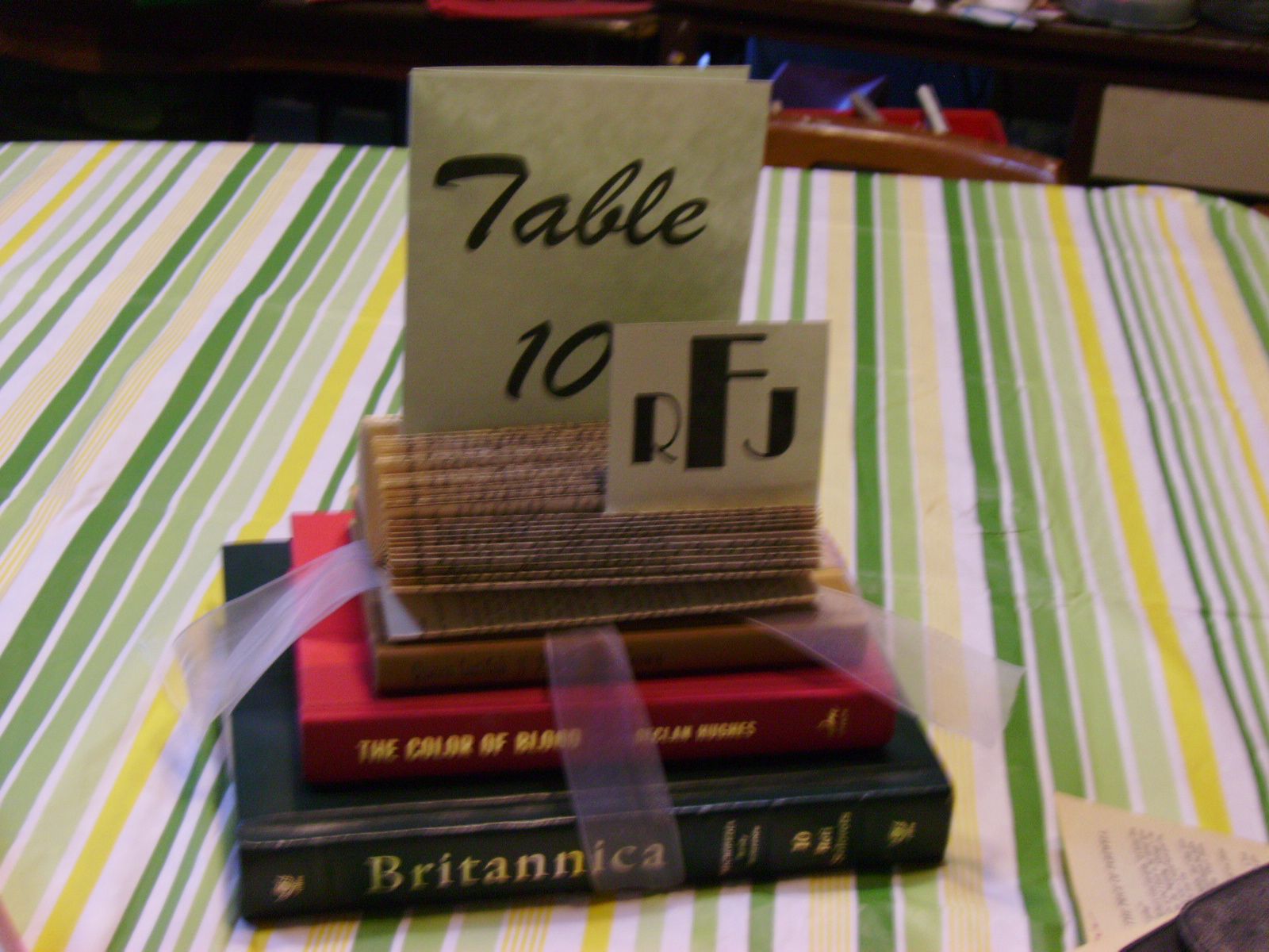 Centerpiece and Table Number Holder From Old Books