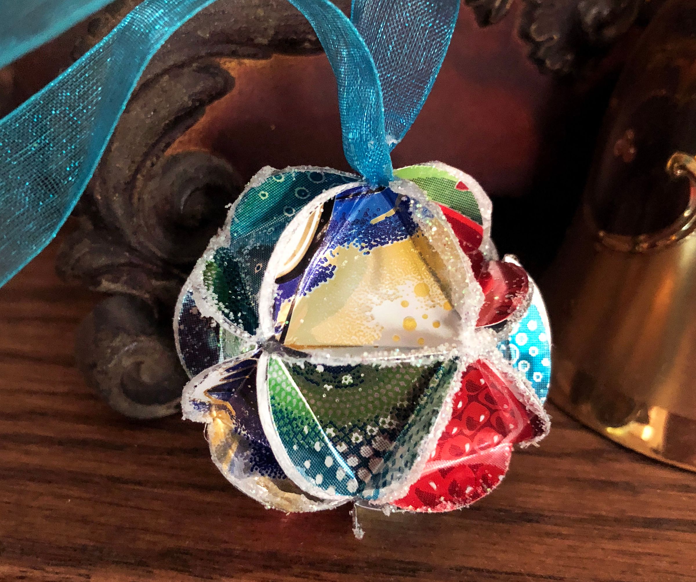 Recycled Can Icosahedron Ornament
