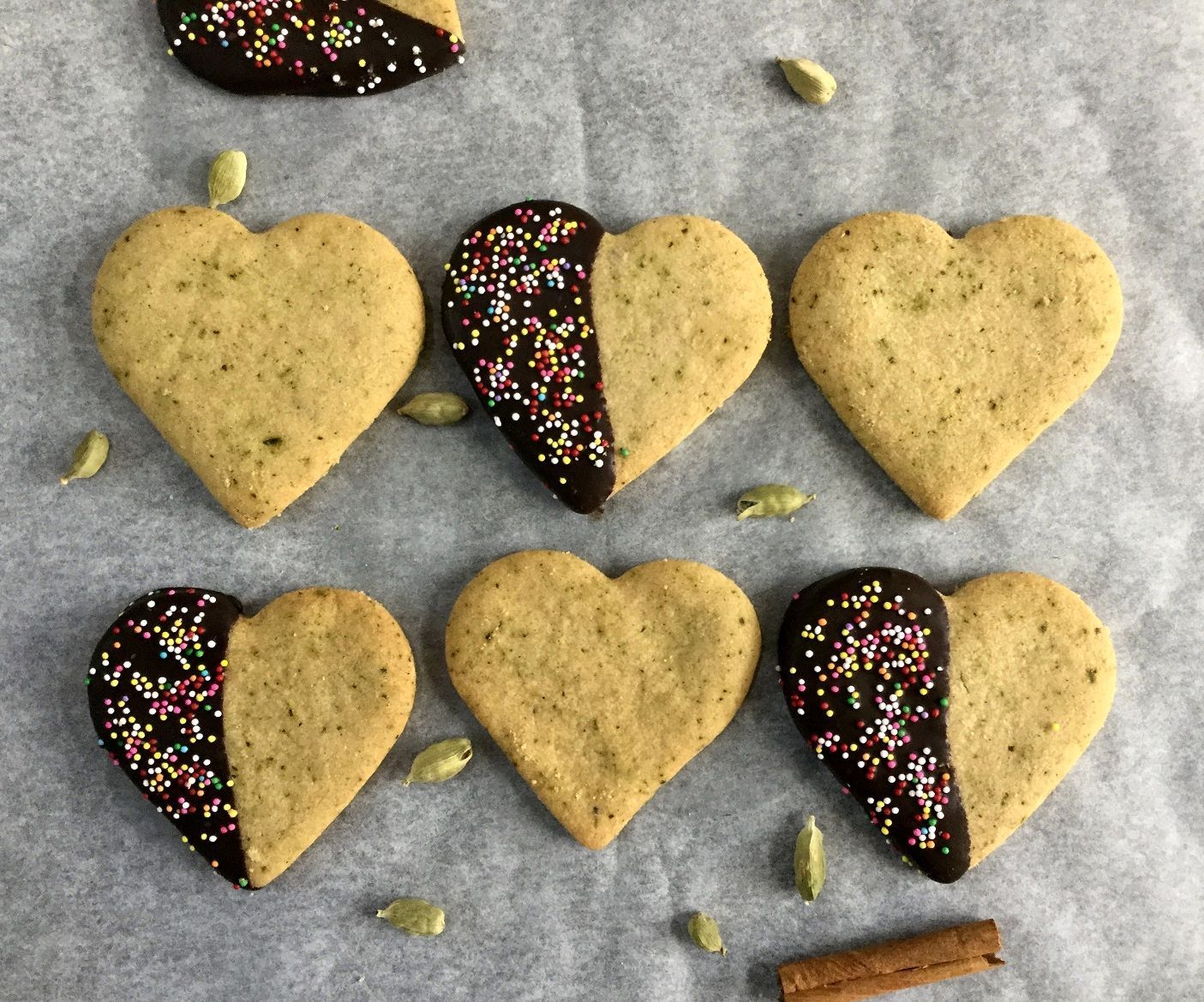 Heart-Shaped Cardamom and Cinnamon Green Tea Chai Shortbread
