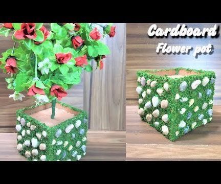 How to Make Flower Pot From Cardboard|Pebbles Cardboard Flower Pot|Easy Art & Craft DIY Flower Pot Tutorial