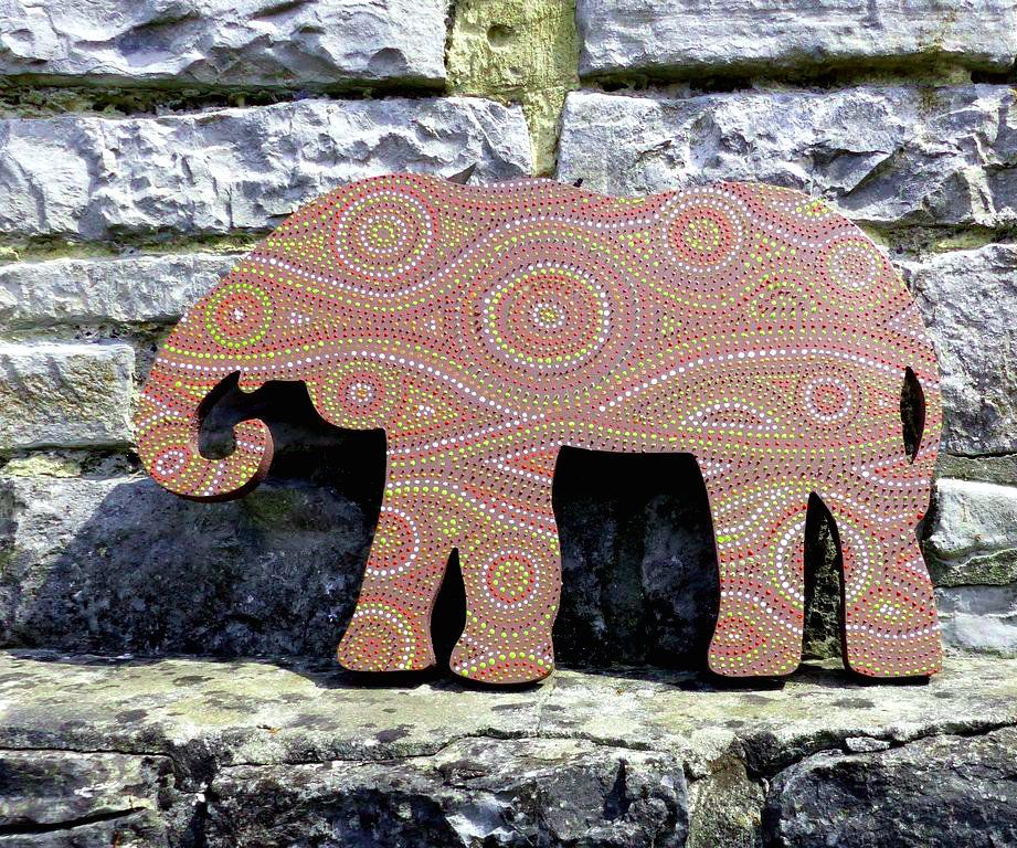 MDF African Painted Elephant Decor 