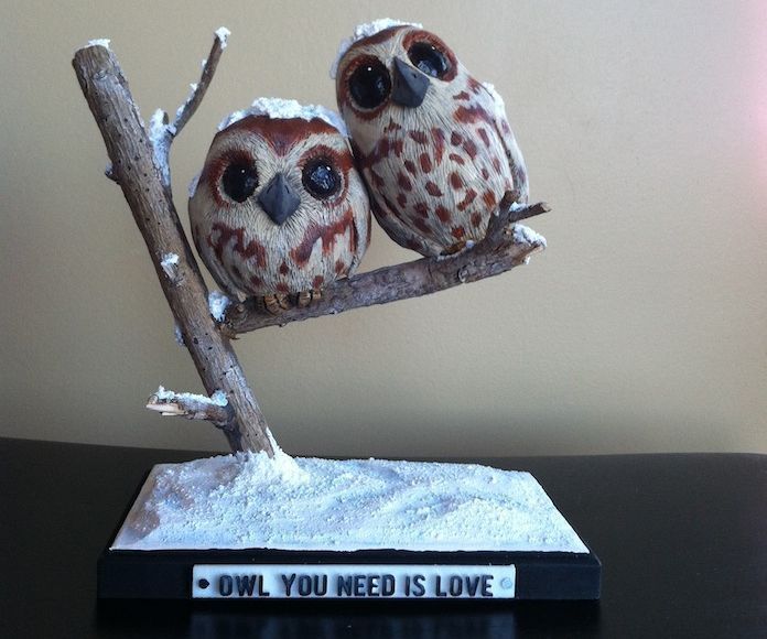 Carved Wood Owl Caricatures - Owl You Need Is Love