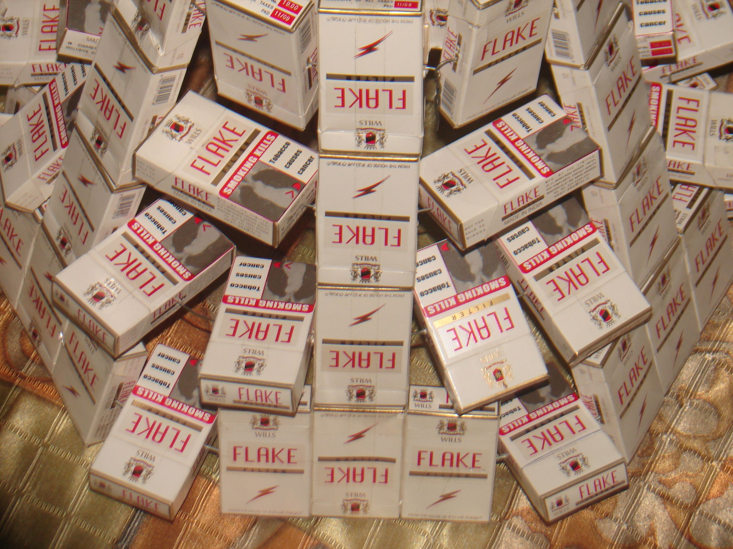 LAMP SHADE MADE OF CIGGARETTE PACKS