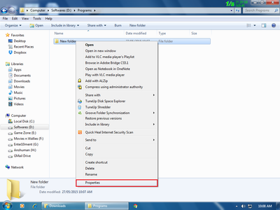 Go to the Folder Properties