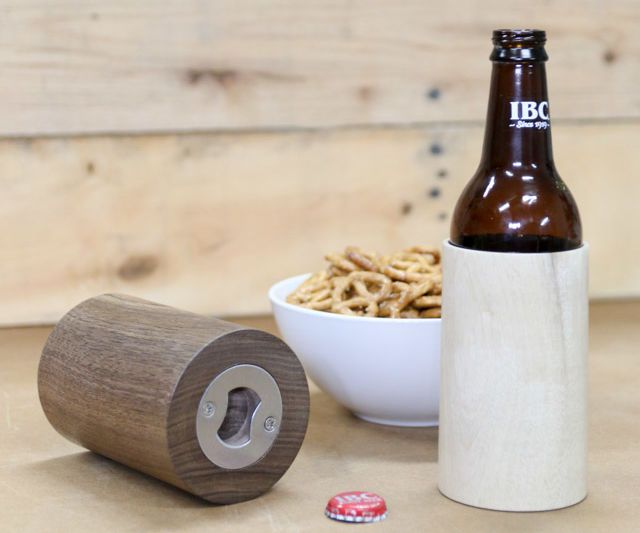 Wooden Beer Koozie W/ Built-in Bottle Opener