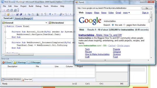 Creating a Program in Visual Basic: Web Browser : 9 Steps - Instructables