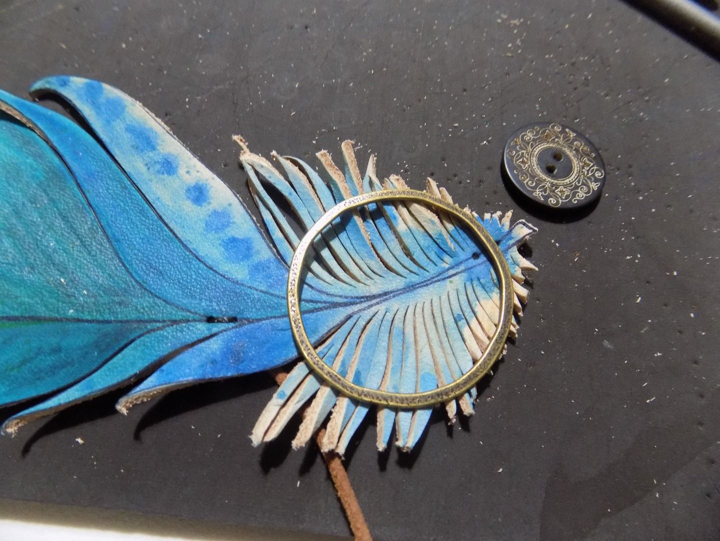 Handpainted leather headband