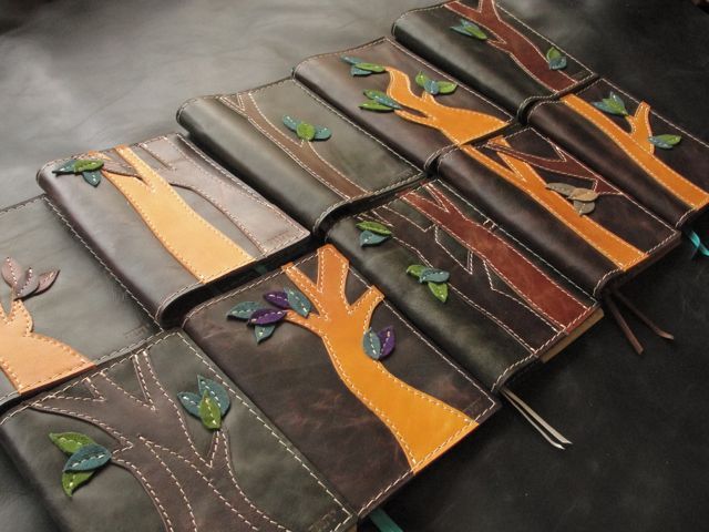 Leather Book Cover: Tree Design