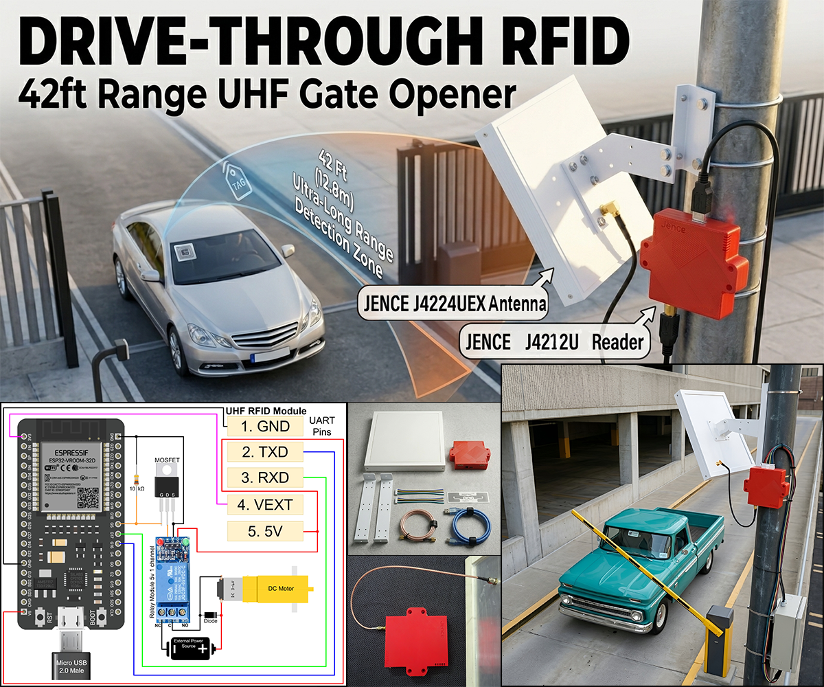 Build an Ultra-Long Range (42ft) Professional RFID "Drive-Through" Gate Opener With ESP32