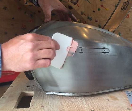Repair a Motorcycle Gas Tank Dent or Ding With Bondo Filler