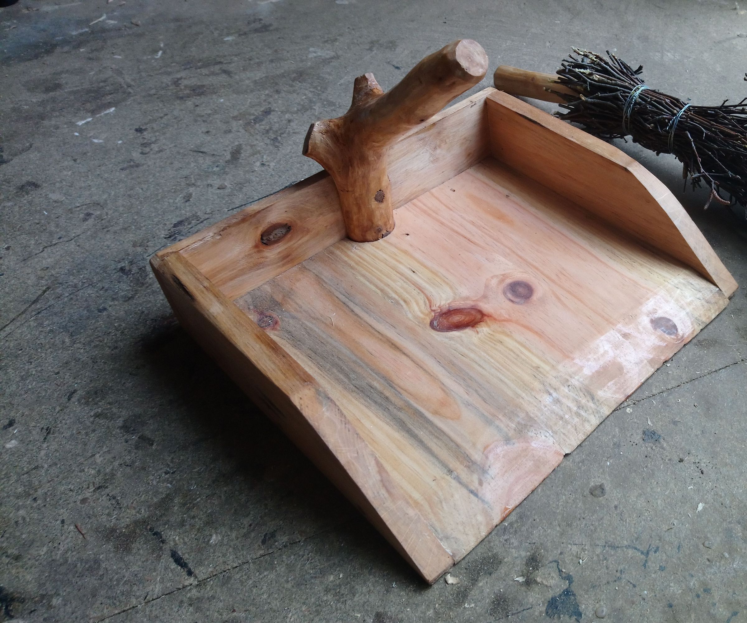 Wooden Brush and Dustpan