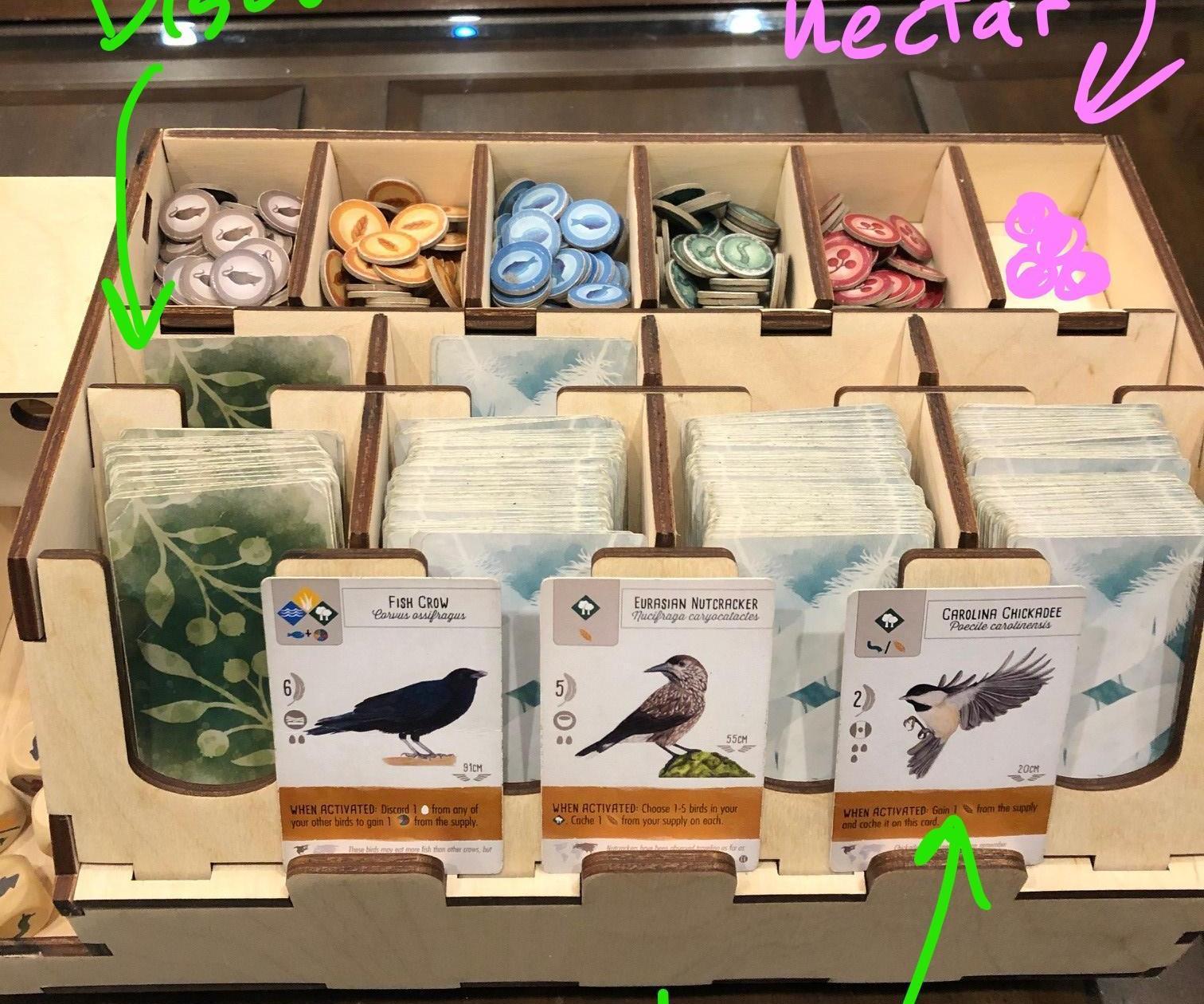 Wingspan (Board Game) Organizer and Dice Tower 13 Steps (with