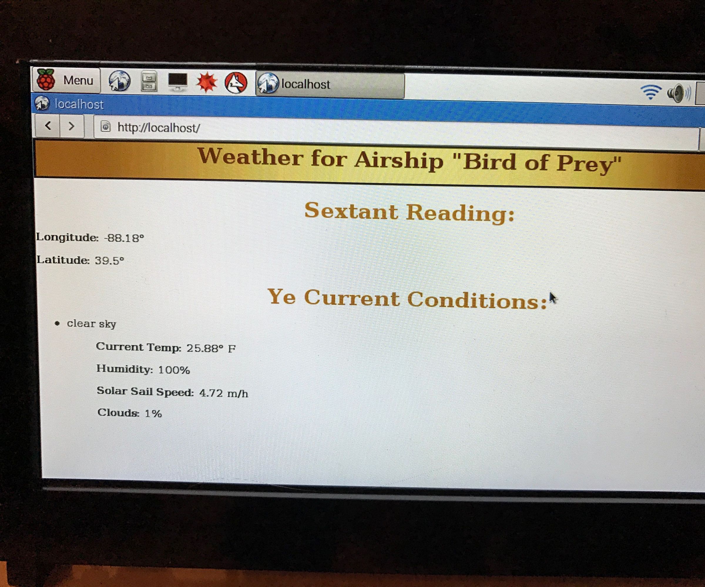 Raspberry Pi Web Server Weather Interface