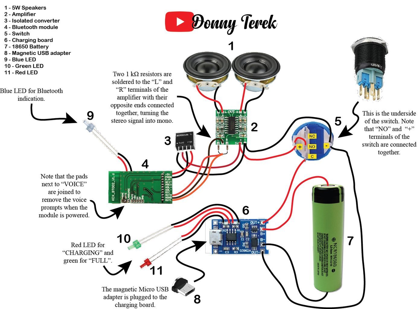Simple Portable Bluetooth Speaker 14 Steps with Pictures Circuit Diagram