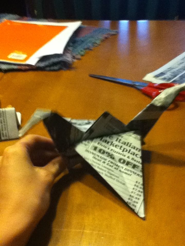 Newspaper Origami Crane