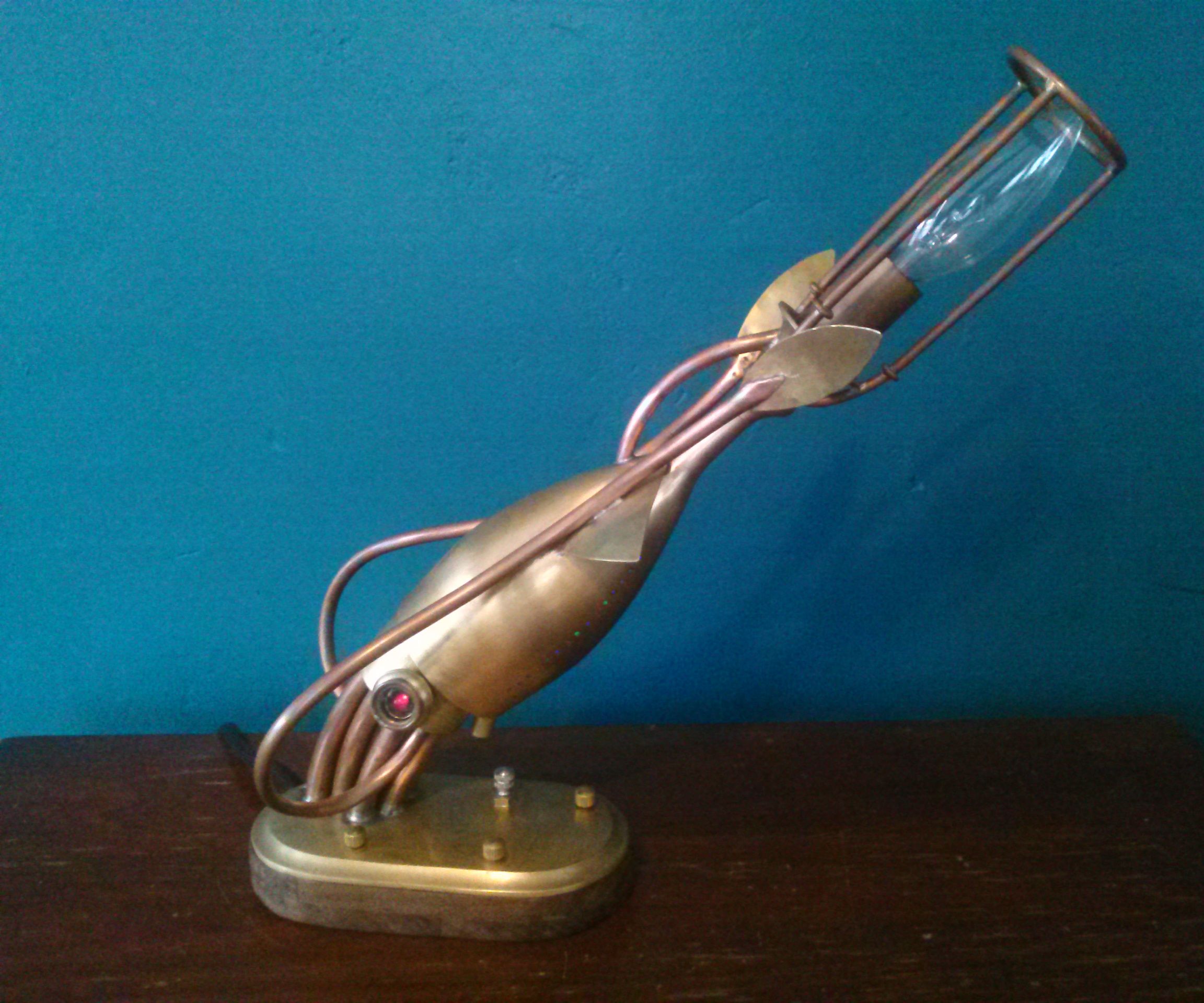 Fiber Optic Steampunk Squid Lamp