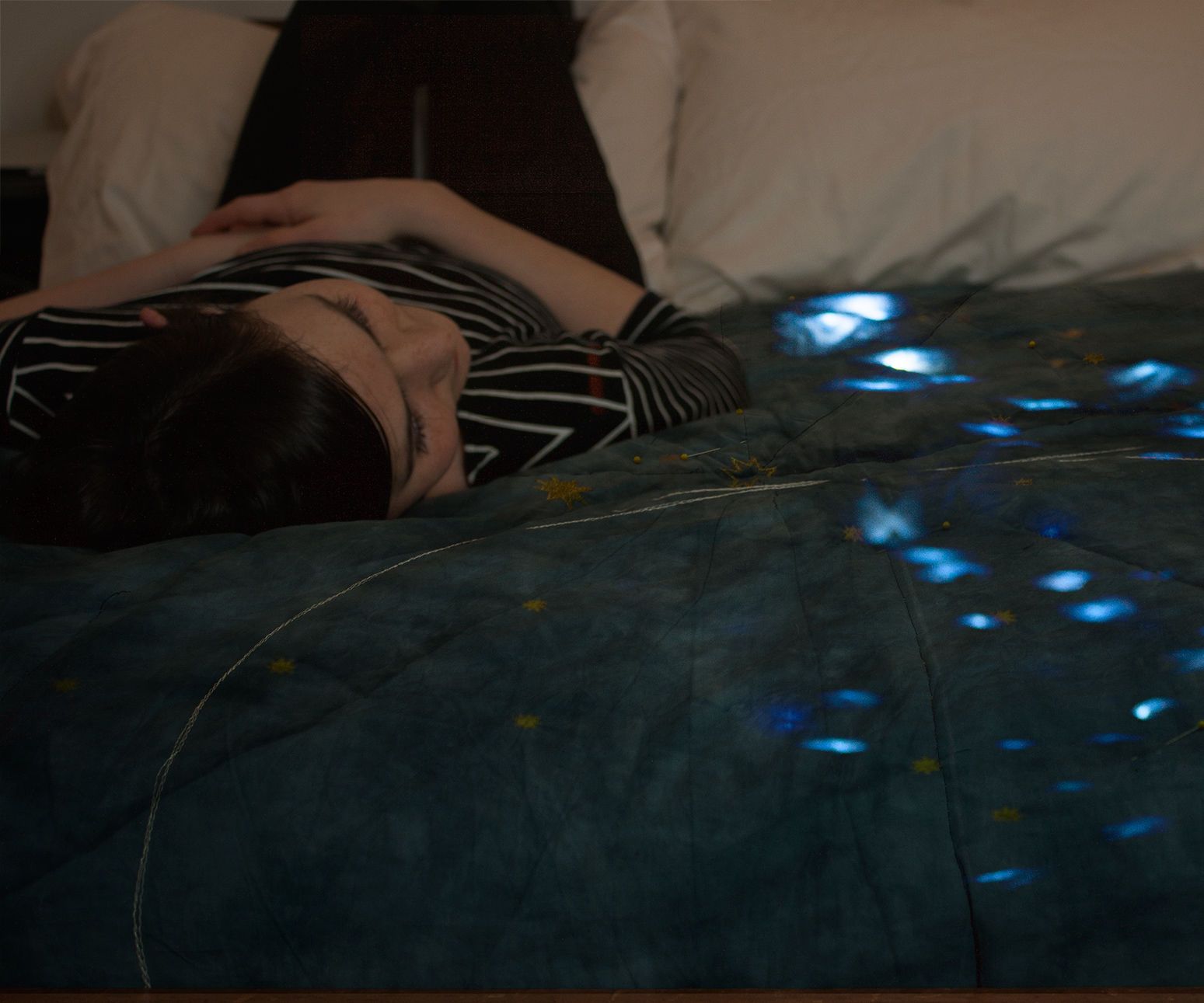 Indigo Starlight Quilt - LED Hand-dyed Constellation Quilt