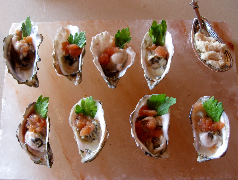 Oysters With Spicy Bloody Mary Sorbet