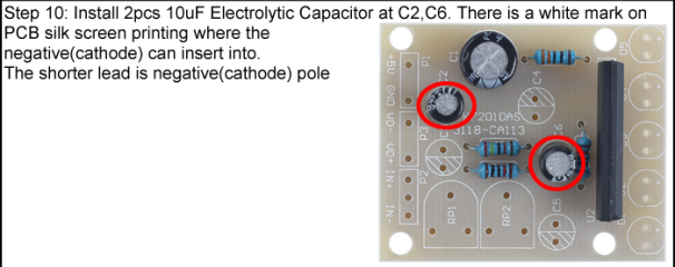 Install 2pcs 10uF Electrolytic Capacitor at C2,C6.