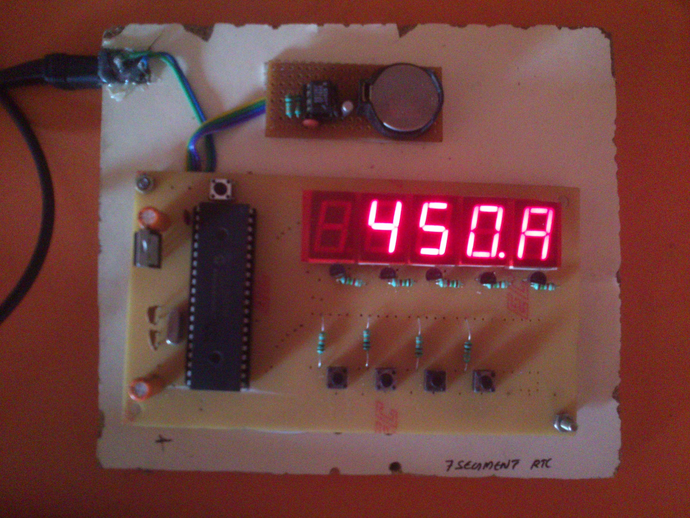 7 segment clock  5 Digit  - ds1307 and 4 button switch
