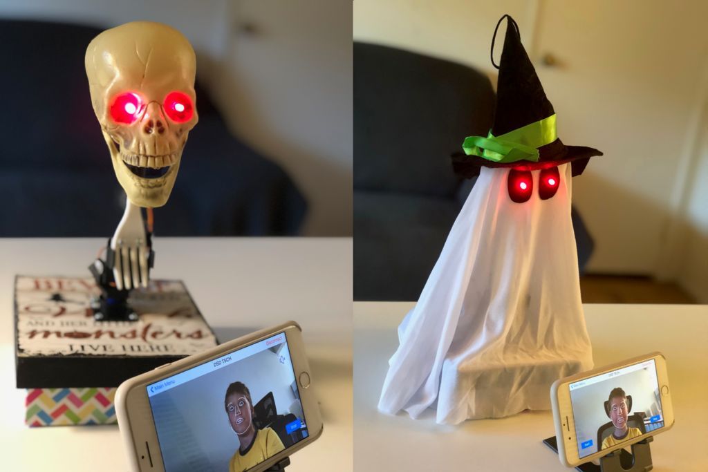 Face Tracking and Smile Detecting Halloween Robots