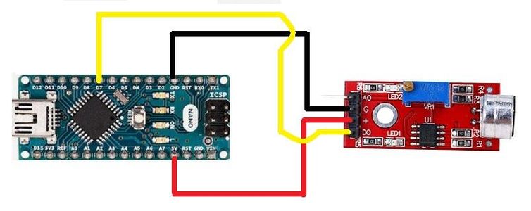 Connection Between Arduino Nano and Sound Sensor