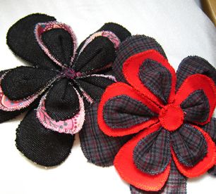 Neato Scrap Fabric Flower Pins