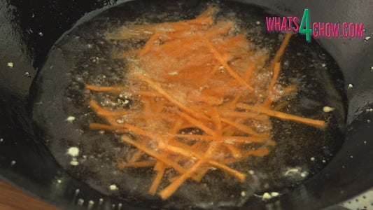 Deep-frying the Pork and Carrots