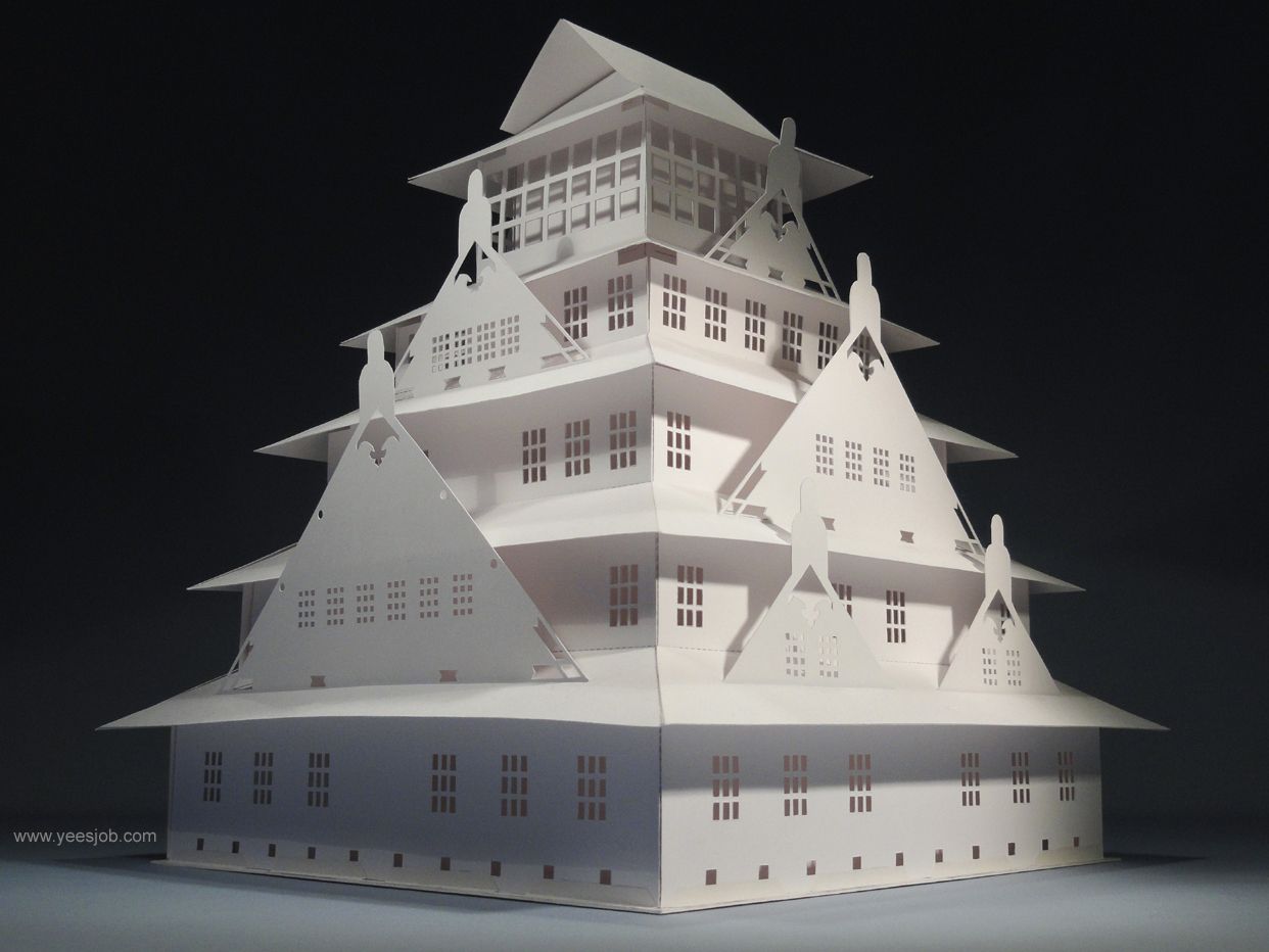 The Osaka Castle Pop-up Card Kirigami Origamic Architecture