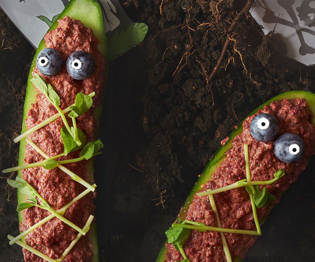 Spooky Raw Cucumber Coffins