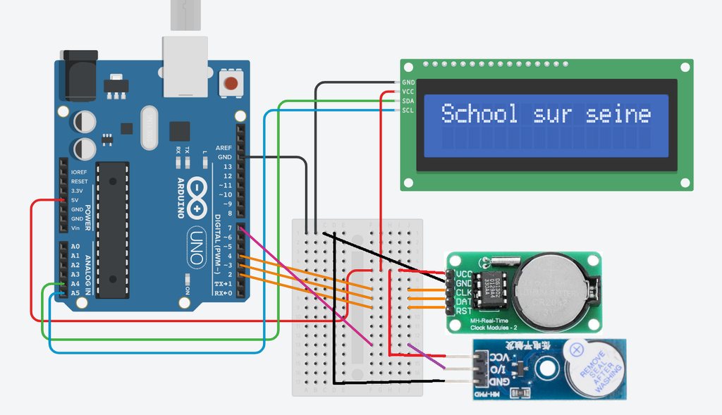 Real Time Clock : Arduino UNO + DS1302 Rtc Module + Buzzer + LCD 16x2 ...