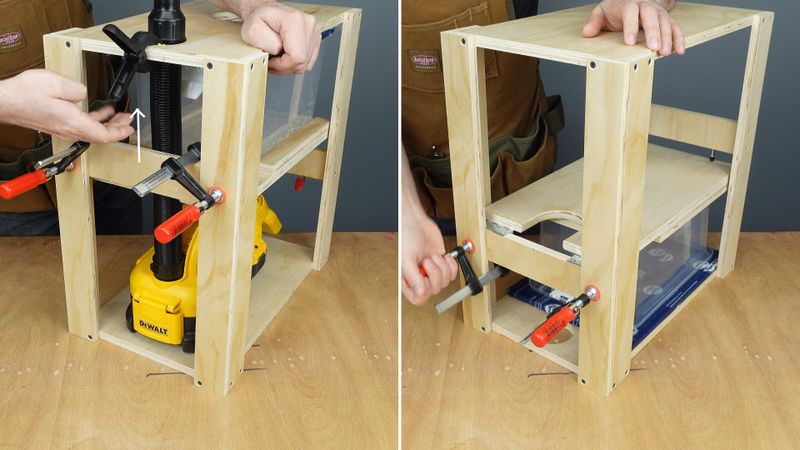 Fixing the Shelf in Place and Adjusting the Clamps