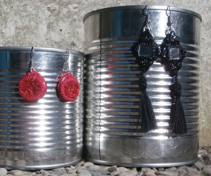 Earrings From Polymer Clay, Nailpolish and Glass Beads