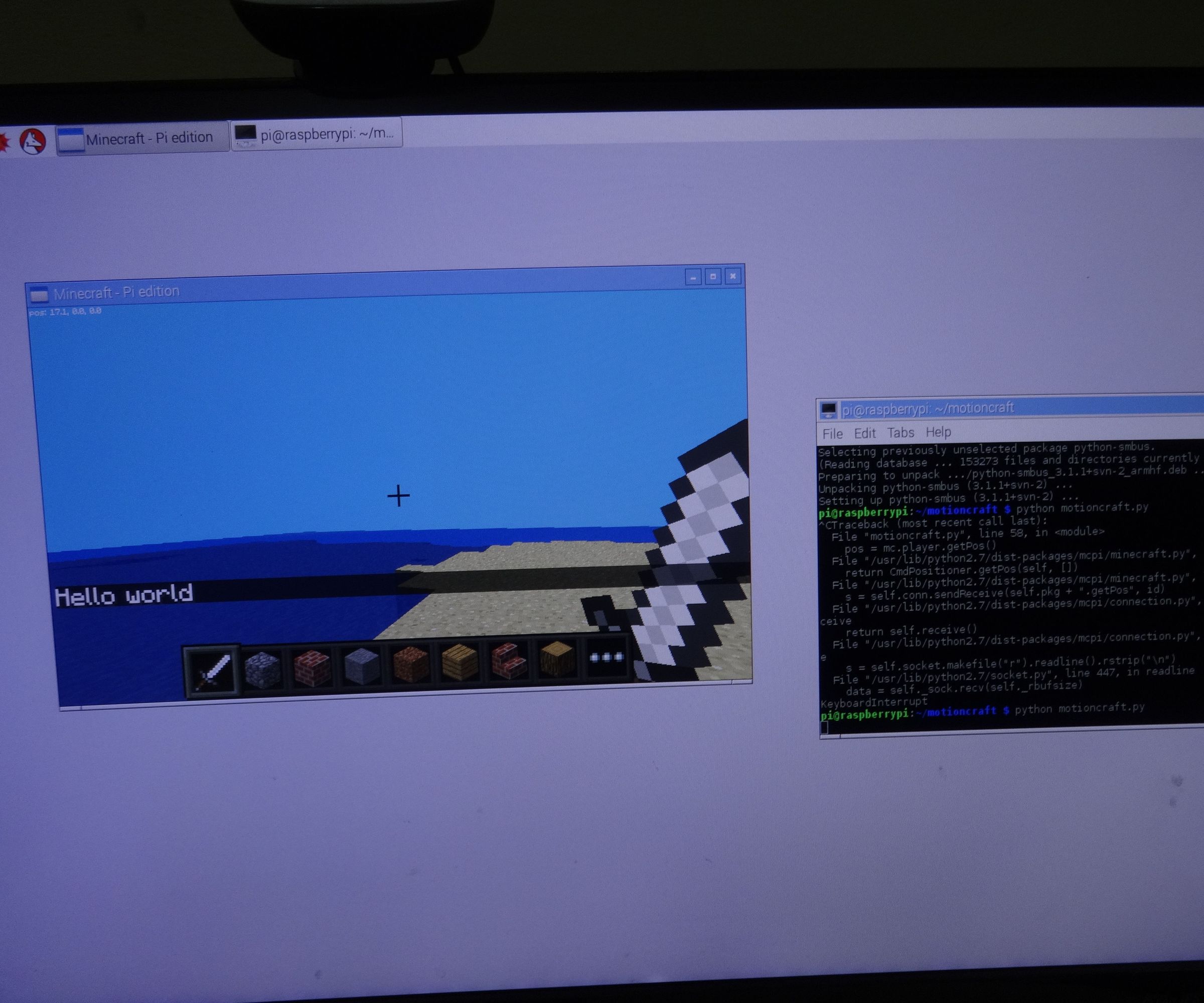 Motion Controled Minecraft using MPU 6050 and Raspberry Pi