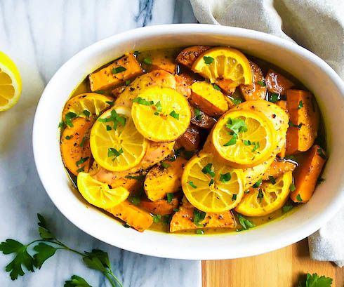 Healthy Lemon Chicken With Sweet Potatoes