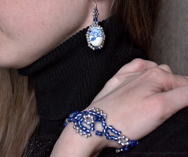 Easy Beaded Bracelet and Earrings (winter Style)