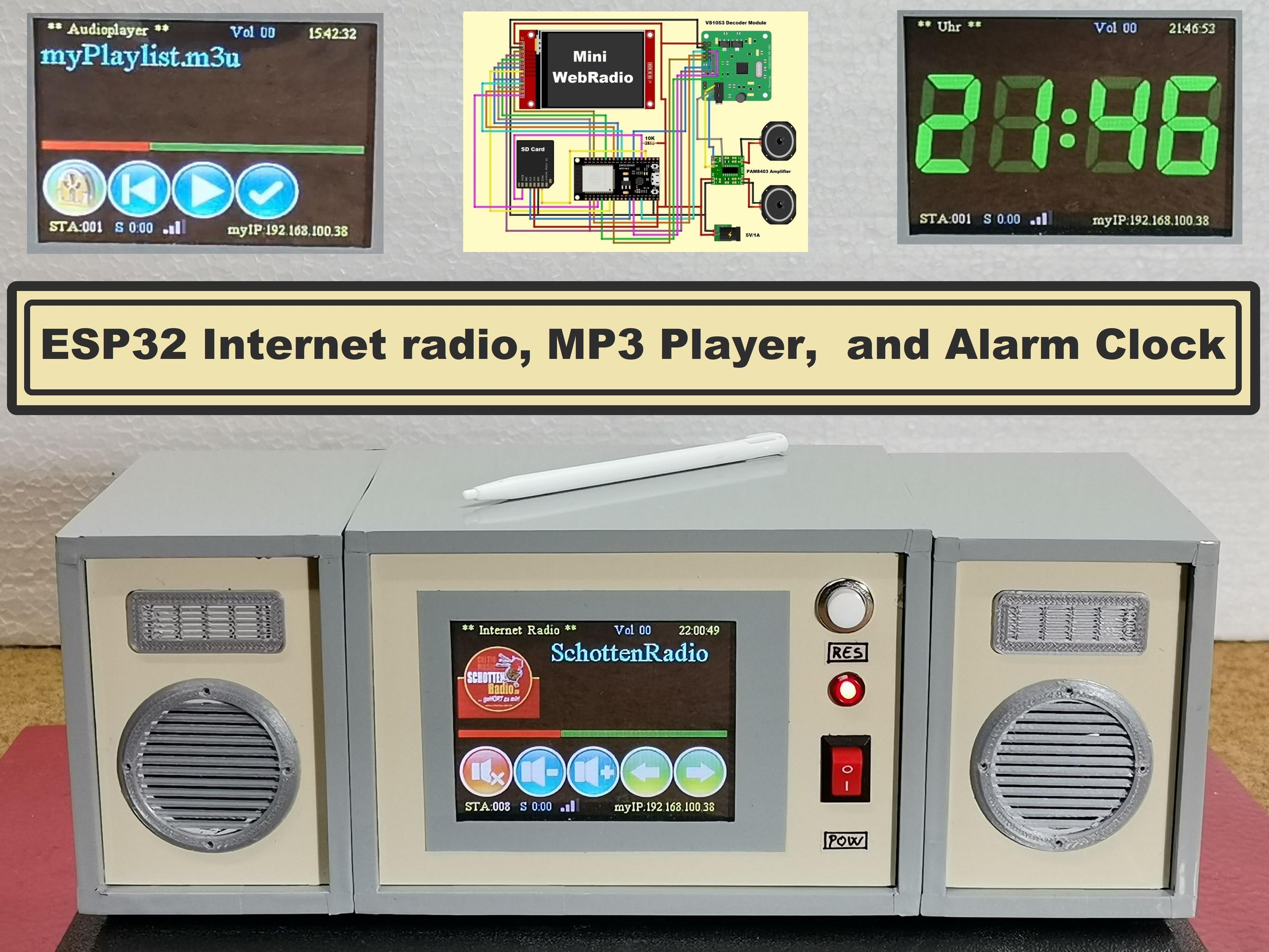 ESP32 Radio, MP3 Player , and Alarm Clock 6 Steps
