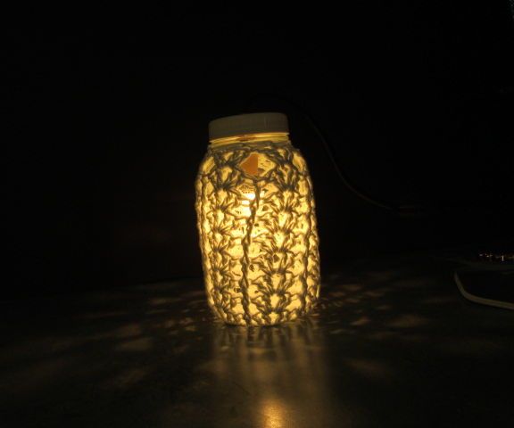 Crocheted Lace Mason Jar Lamp