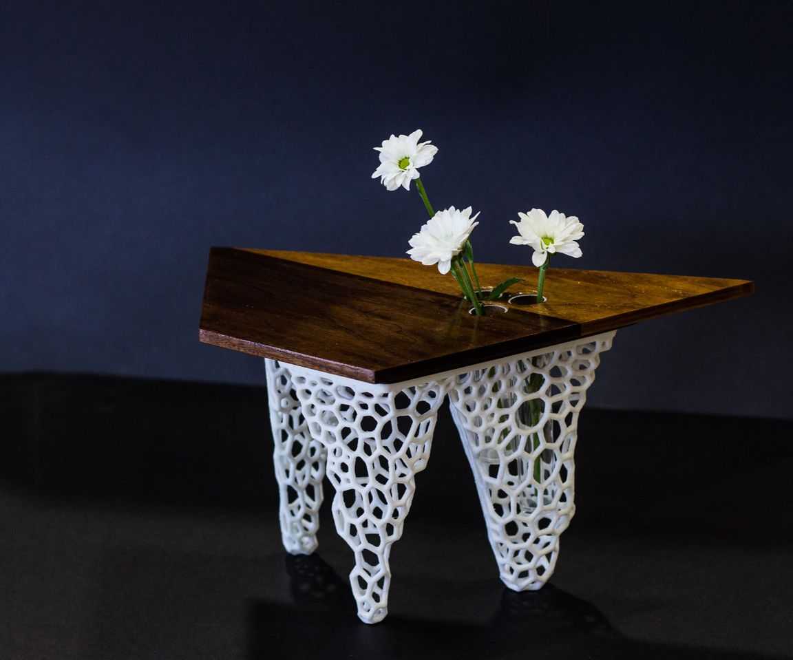 Voronoi legged walnut vase
