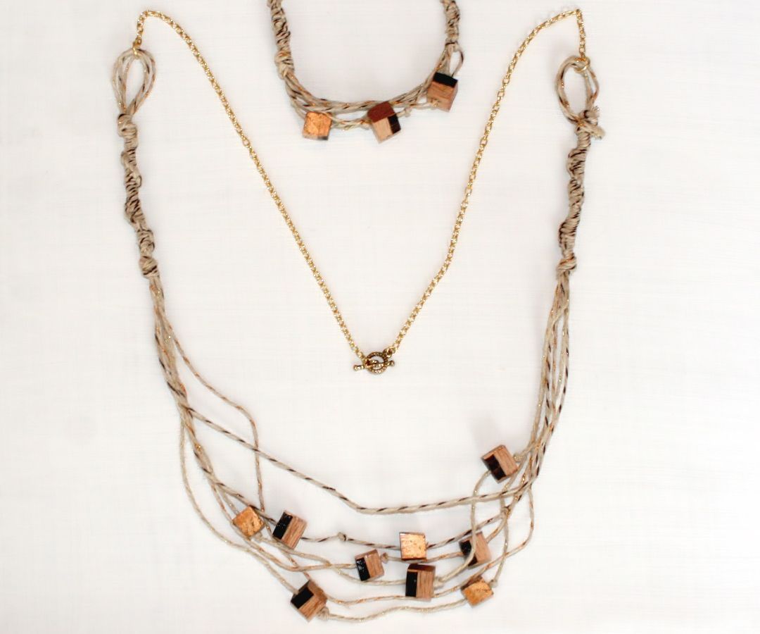 How to Make a Necklace and Bracelet Set Out of Wood & Cording