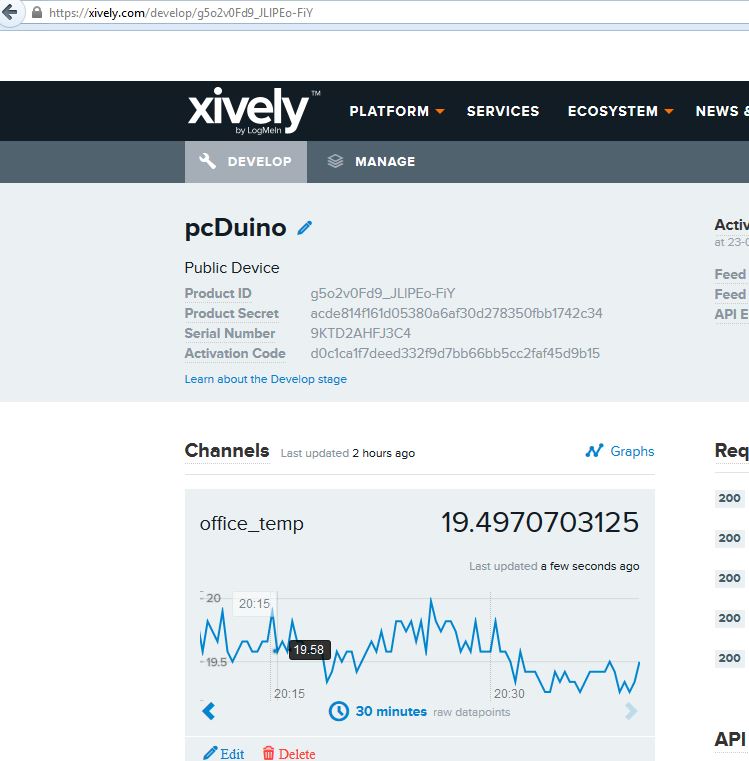 pcDuino as Networked Device to feed data to Xively (Internet of Things)