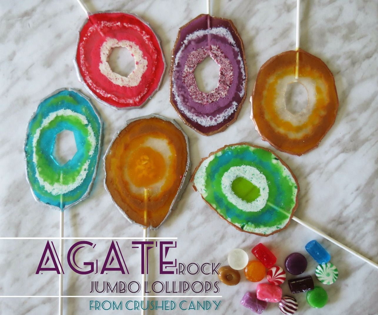 Agate Rock Lollipops From Crushed Candy -- Simple and Easy!